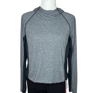 Under Armour Threadborne Featherweight Heat Gear Tie Hoodie Gray Black Medium M